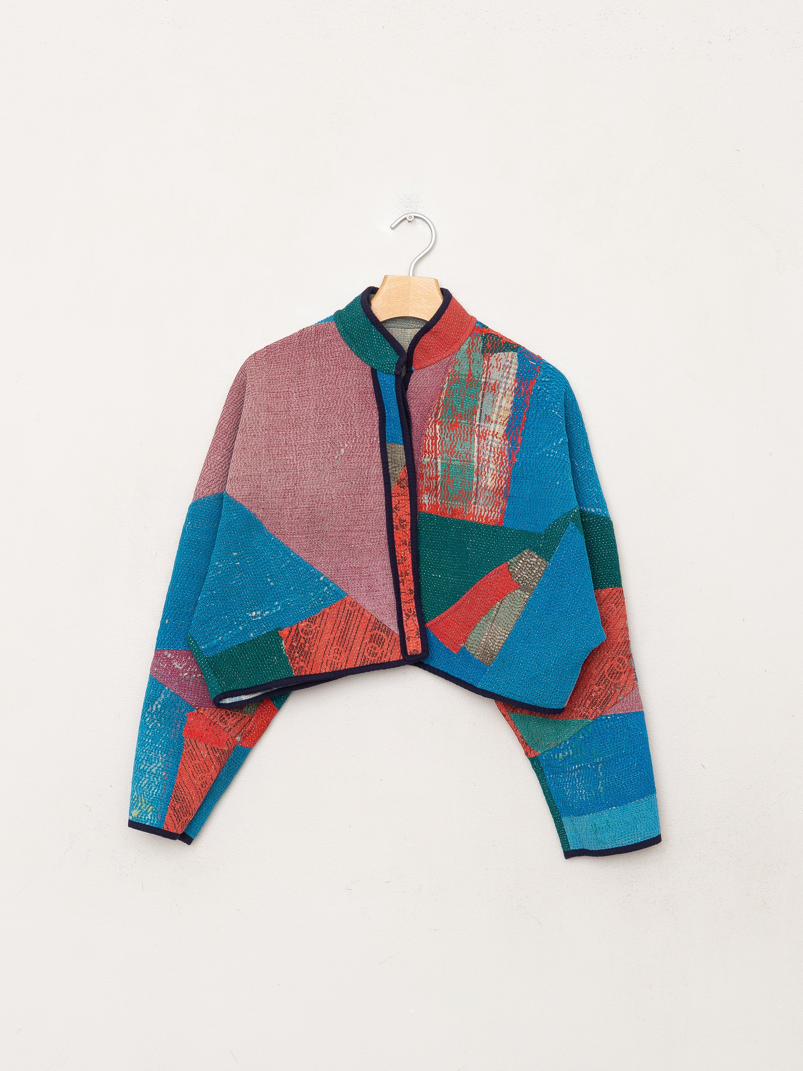 The Kaira Cropped Quilted Patchwork Kantha Jacket