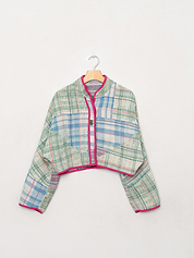 The Kaira Cropped Quilted Patchwork Kantha Jacket
