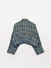 The Kaira Cropped Quilted Indigo Kantha Jacket