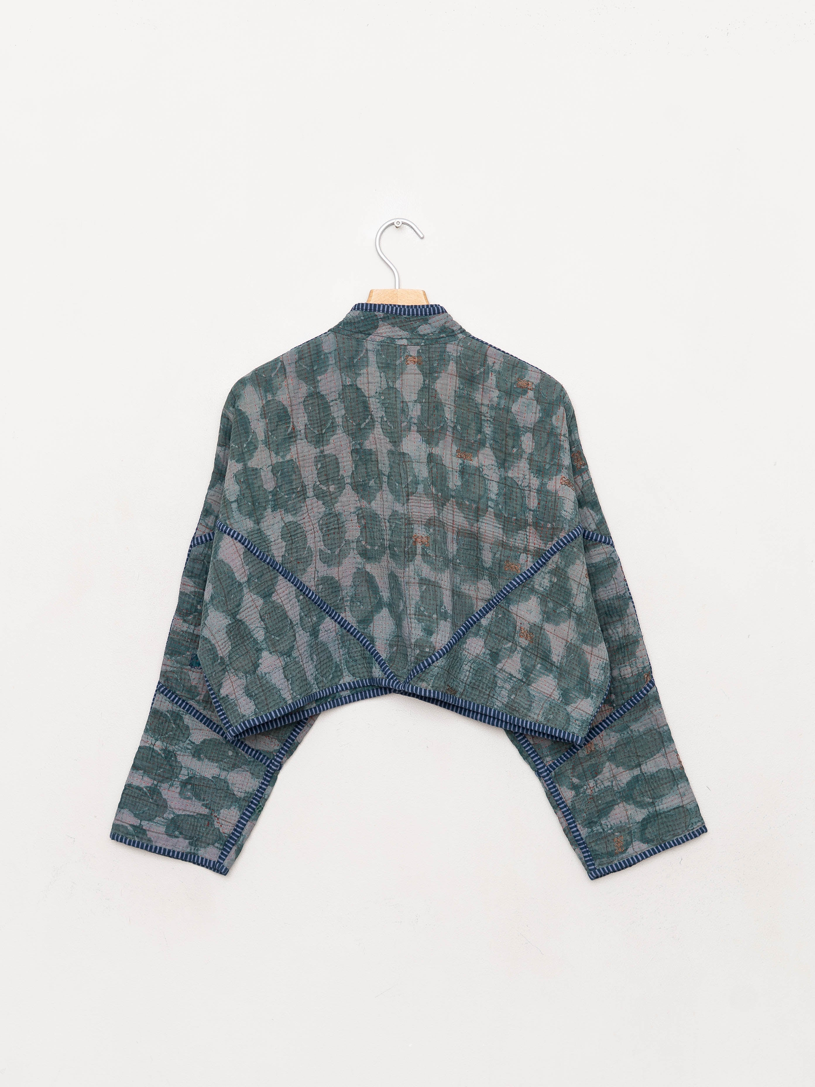 The Kaira Cropped Quilted Indigo Kantha Jacket