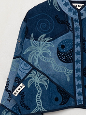 The Kaira Cropped Denim Suzani Jacket - Medium