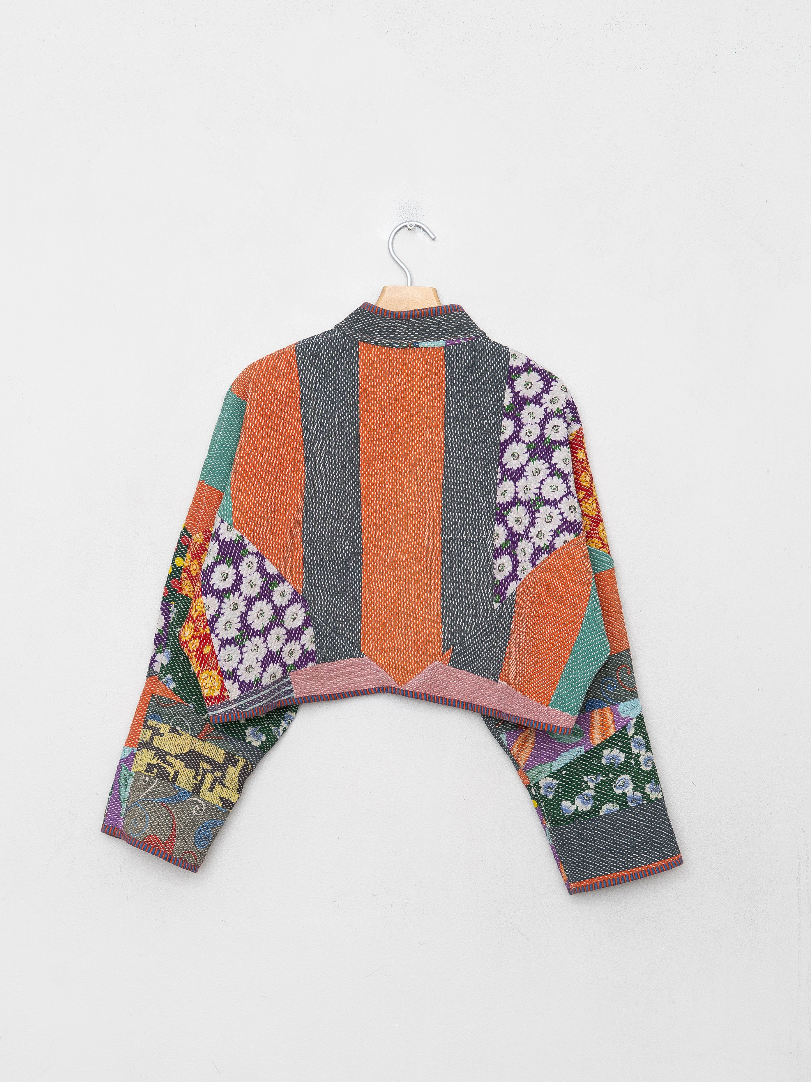 The Kaira Cropped Quilted Patchwork Kantha Jacket