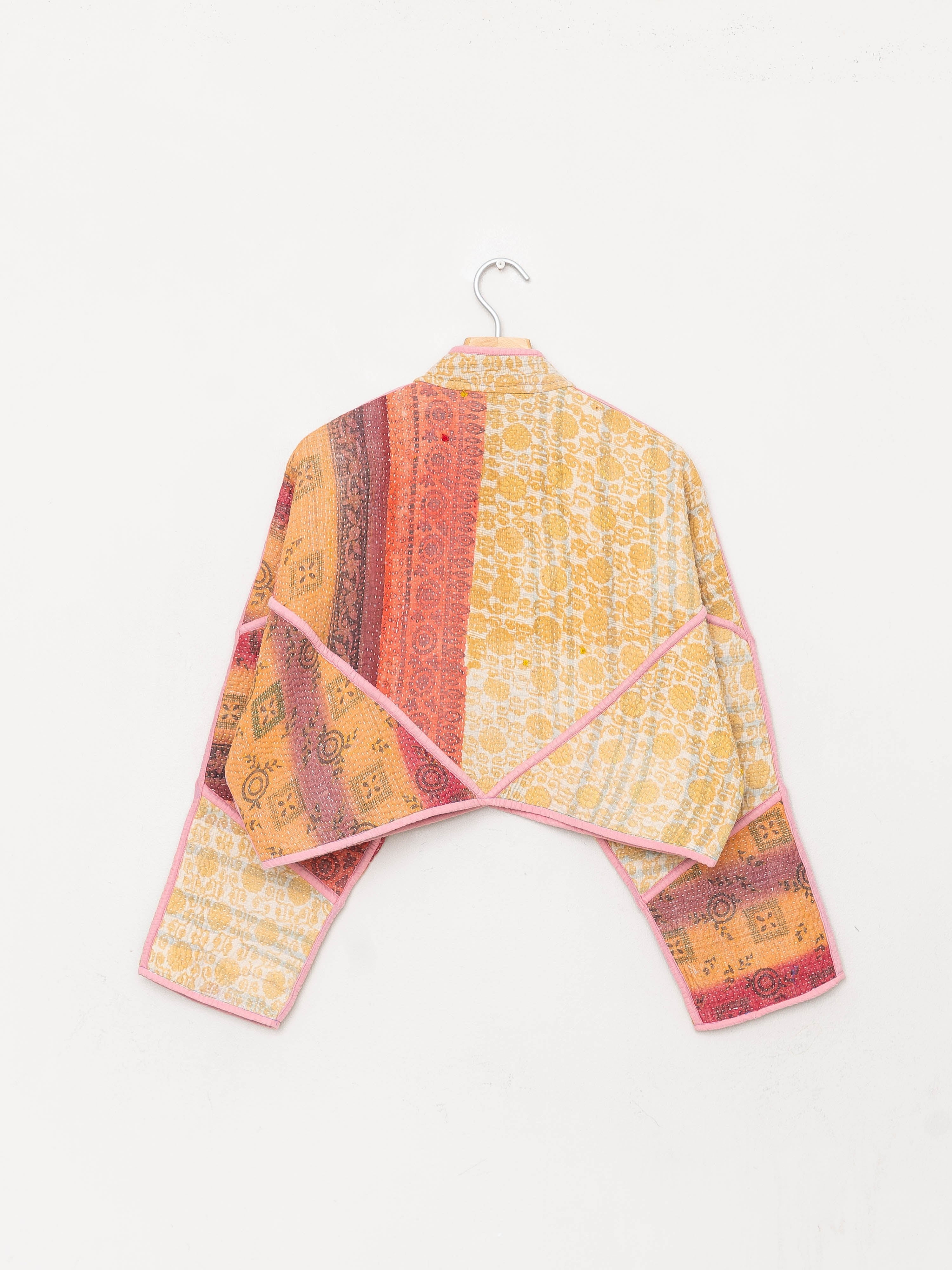 The Kaira Cropped Quilted Patchwork Kantha Jacket