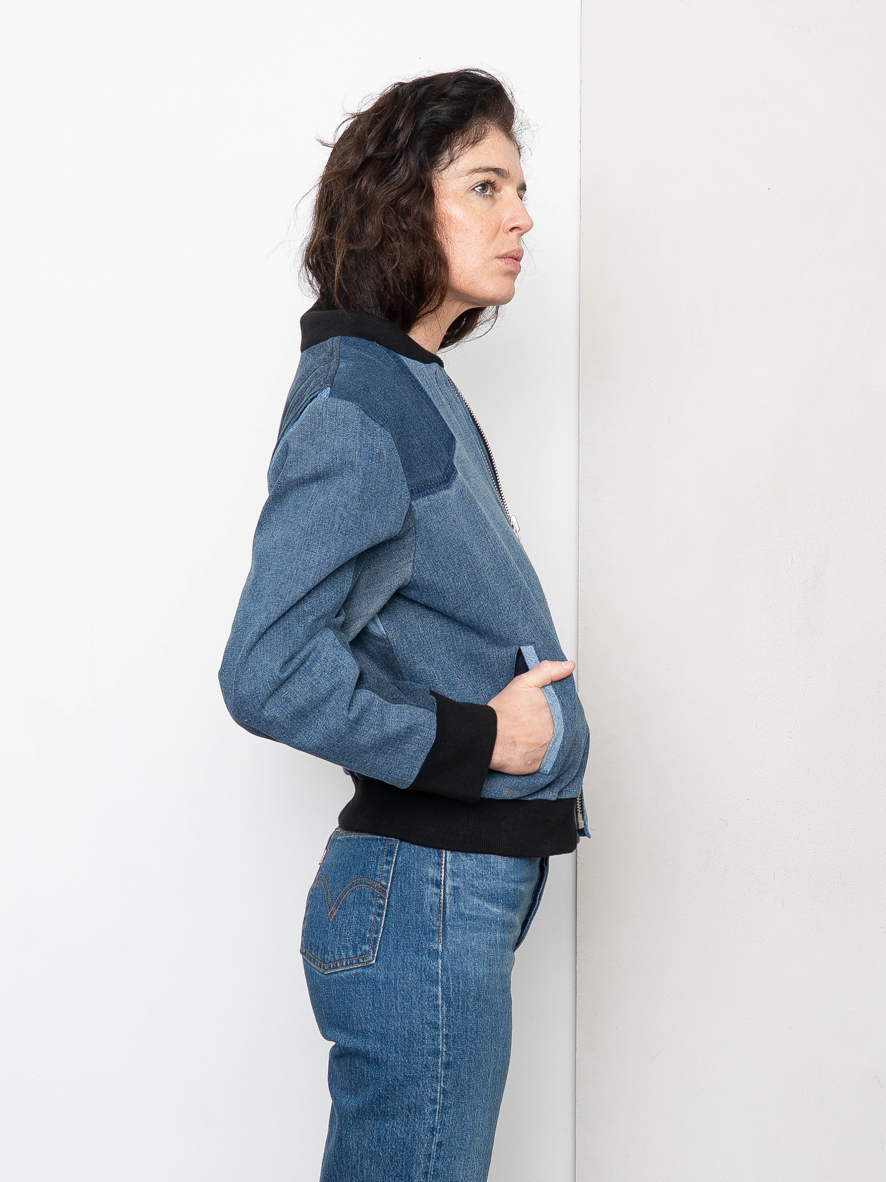 The Veda Denim Bomber Jacket - Small