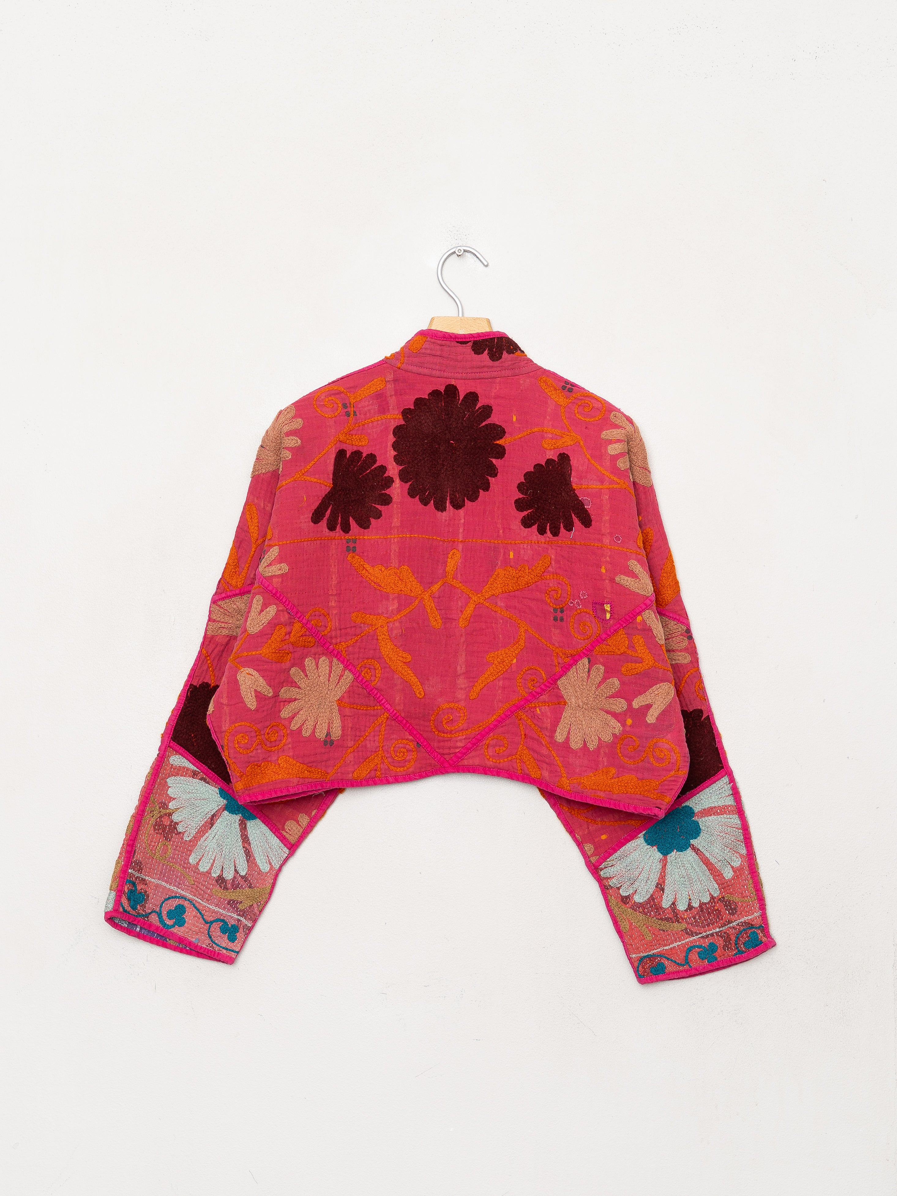 The Kaira Cropped Suzani Quilted Kantha Jacket