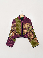 The Kaira Cropped Quilted Patchwork Kantha Jacket