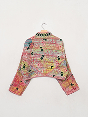 The Kaira Cropped Suzani Quilted Kantha Jacket