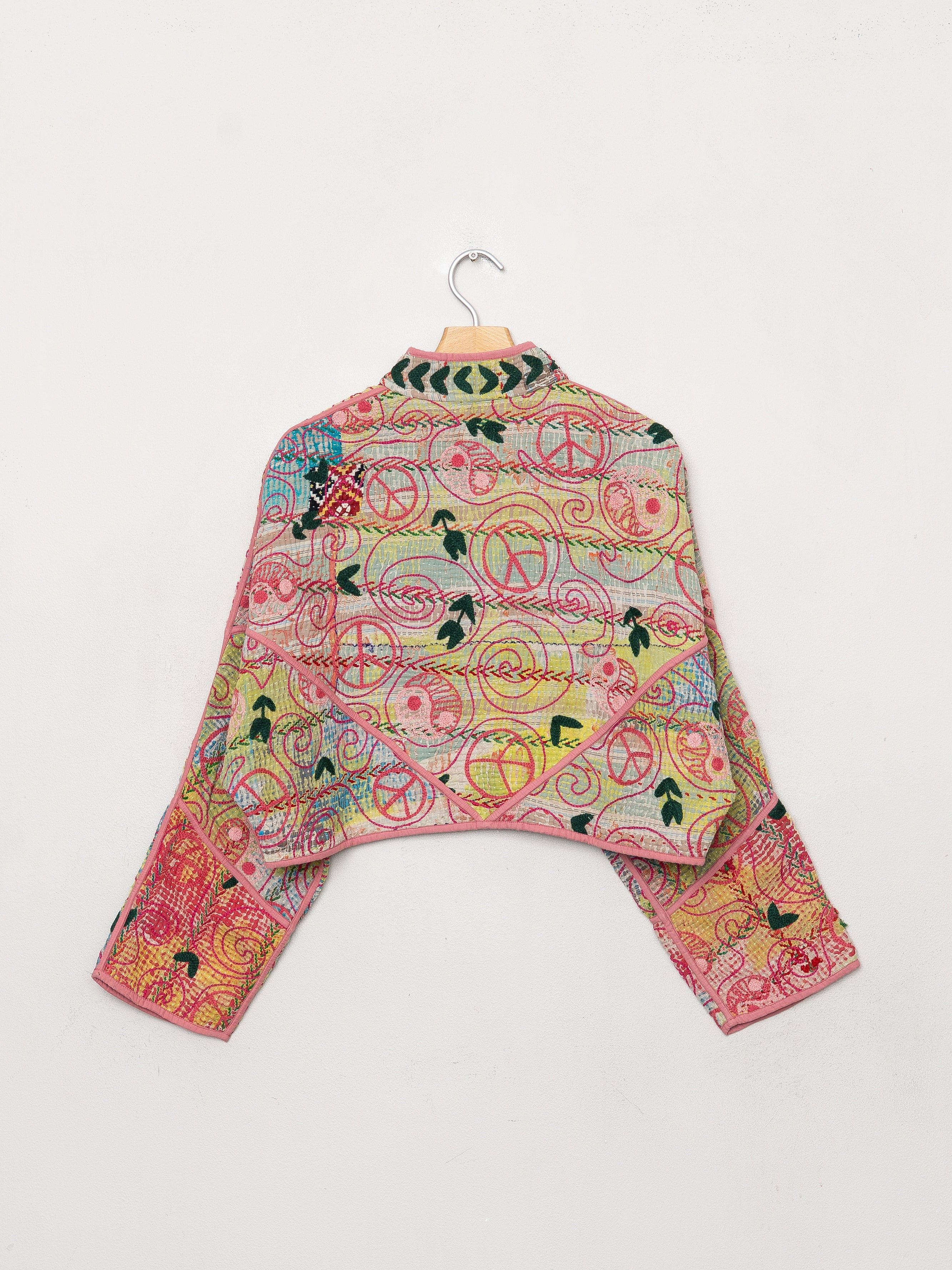 The Kaira Cropped Suzani Quilted Kantha Jacket