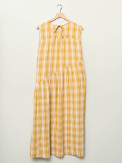 The Anan Gathered Dress  ~ Turmeric Check