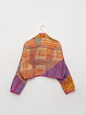 The Kaira Cropped Quilted Patchwork Kantha Jacket