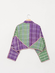 The Kaira Cropped Quilted Patchwork Kantha Jacket