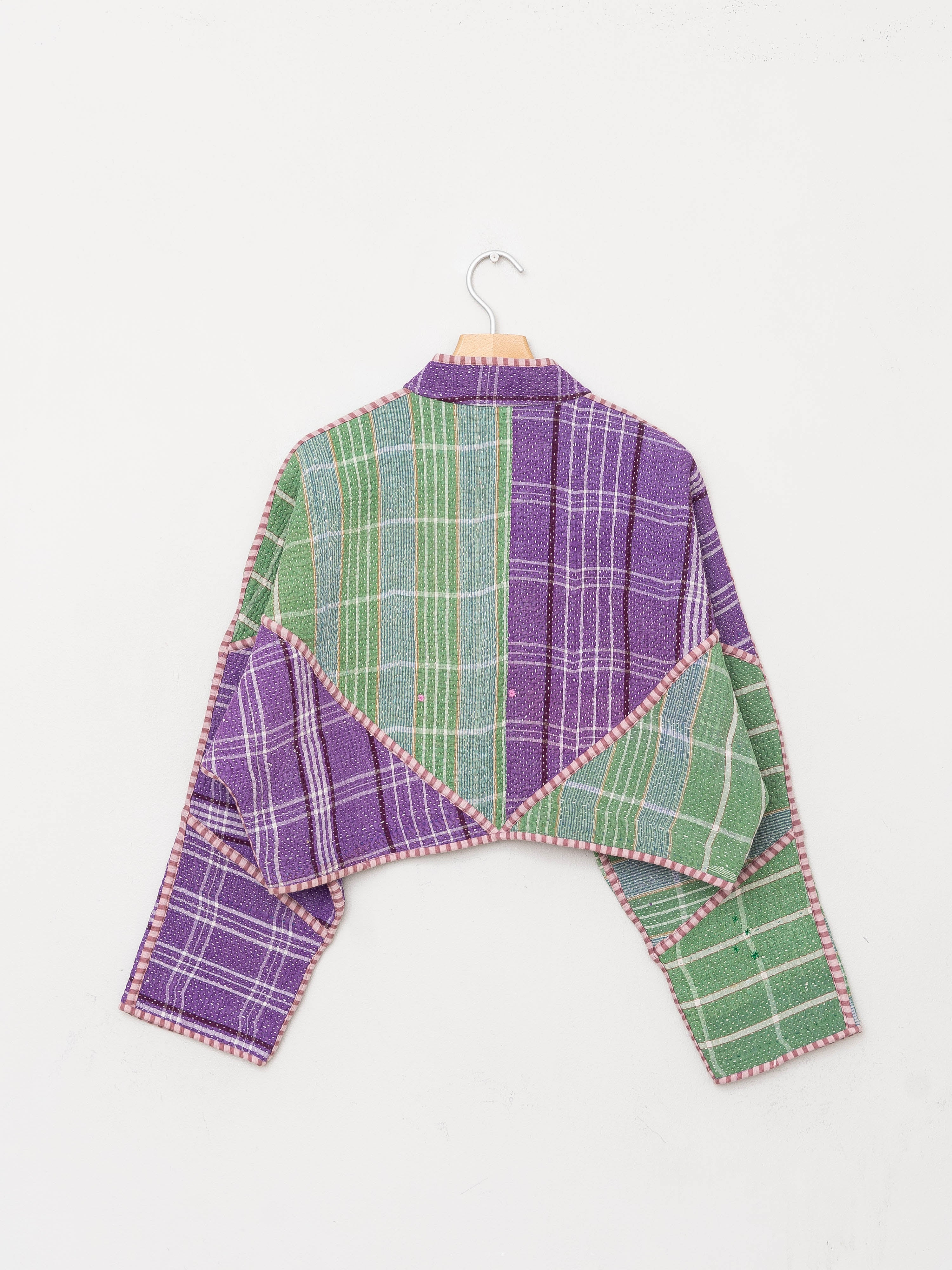 The Kaira Cropped Quilted Patchwork Kantha Jacket