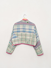 The Kaira Cropped Quilted Patchwork Kantha Jacket