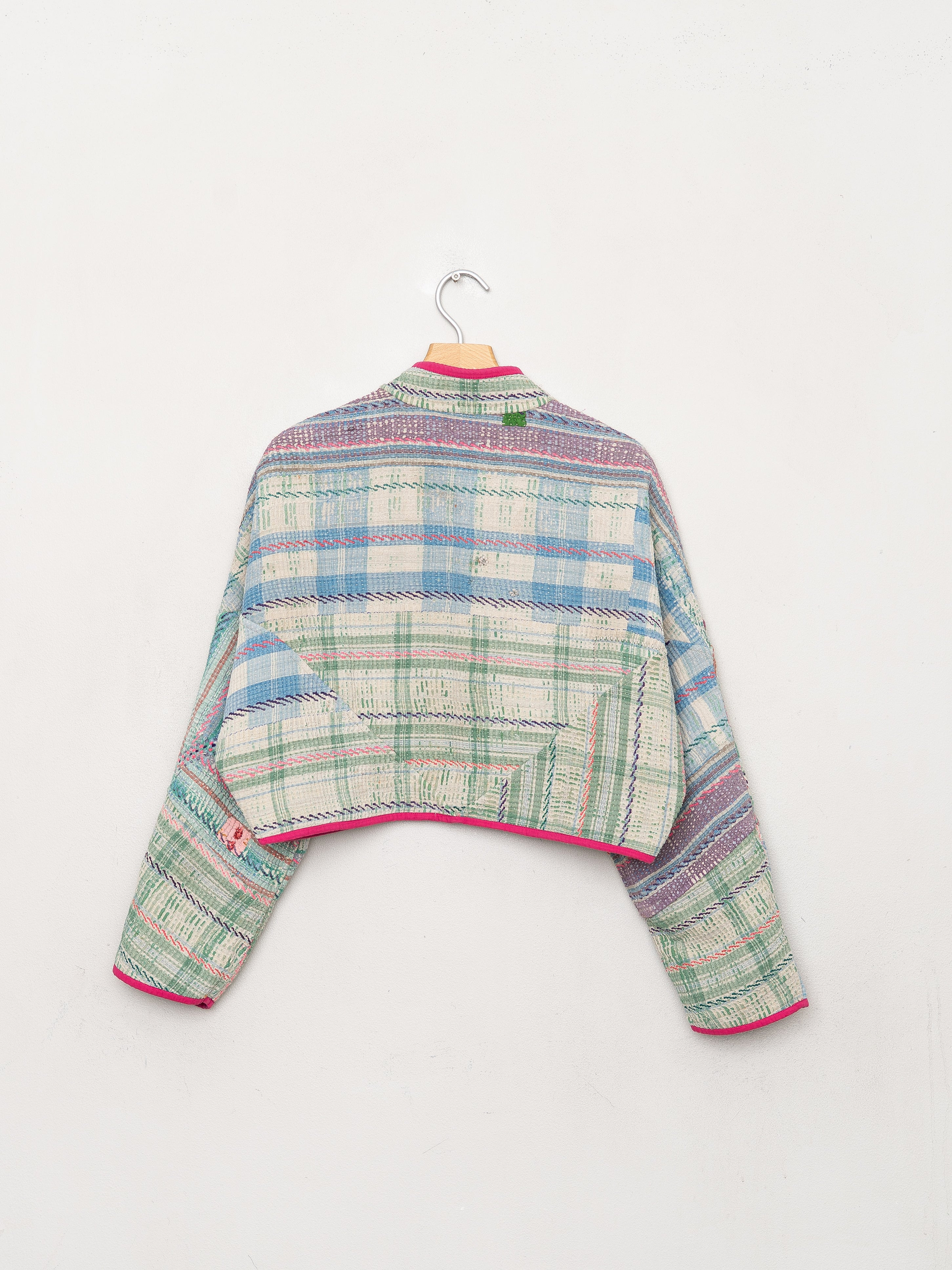 The Kaira Cropped Quilted Patchwork Kantha Jacket
