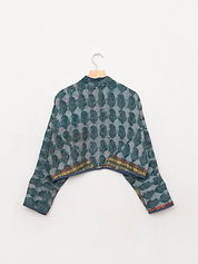 The Kaira Cropped Quilted Indigo Kantha Jacket