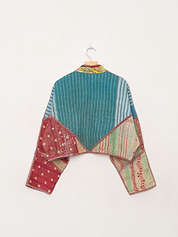 The Kaira Cropped Quilted Patchwork Kantha Jacket