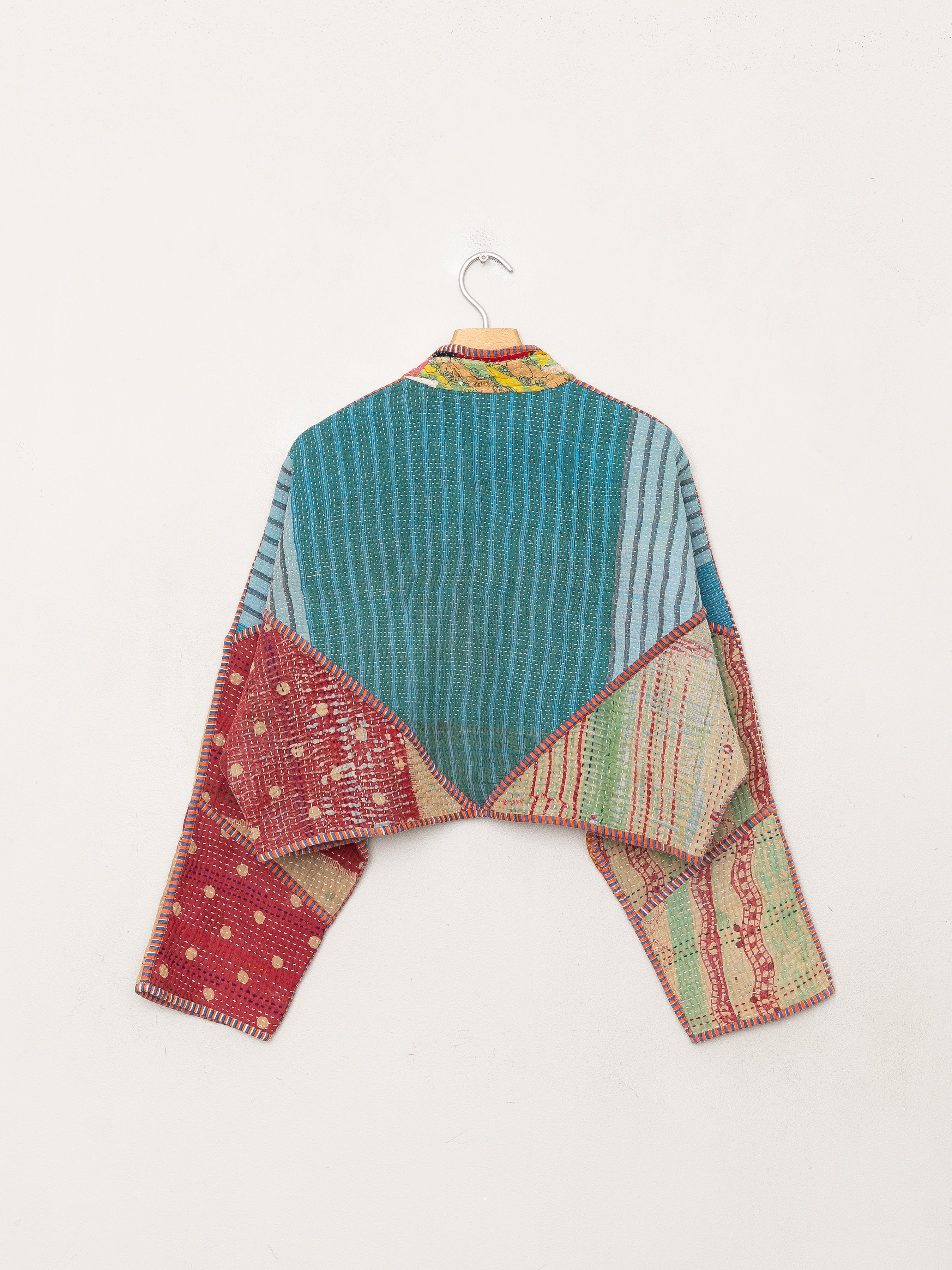 The Kaira Cropped Quilted Patchwork Kantha Jacket