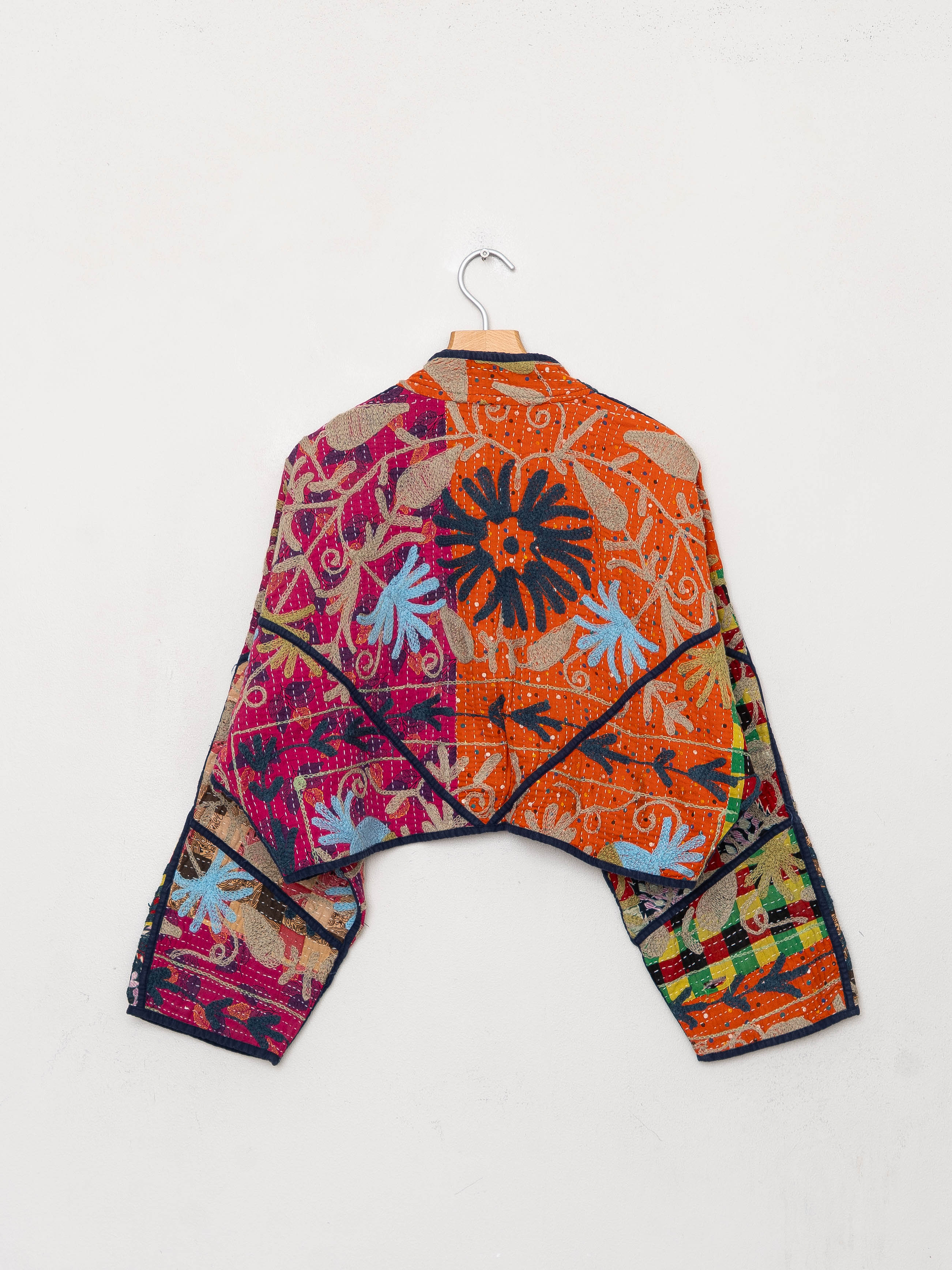 The Kaira Cropped Suzani Quilted Kantha Jacket