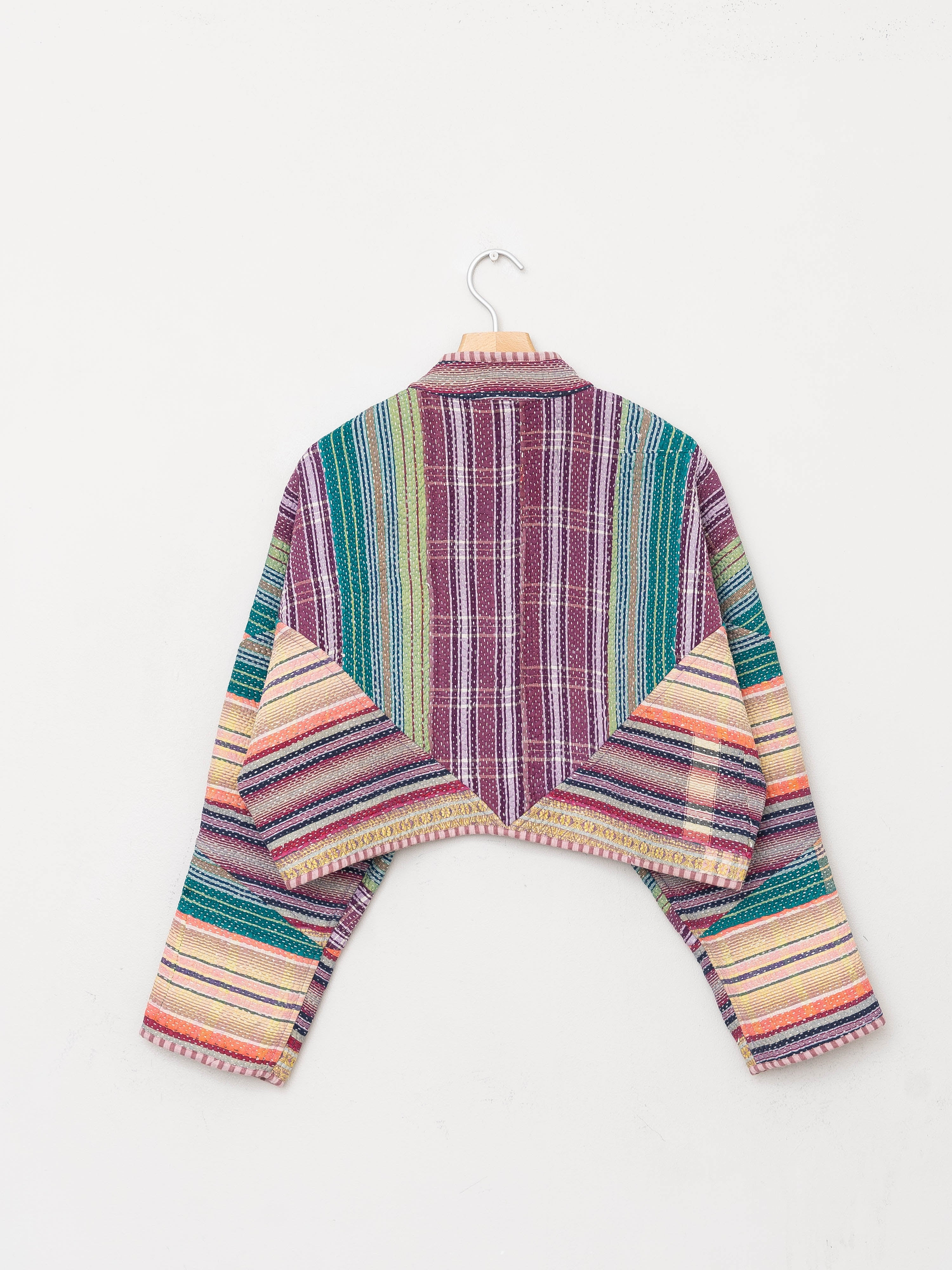 The Kaira Cropped Quilted Patchwork Kantha Jacket
