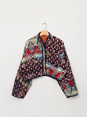 The Kaira Cropped Suzani Quilted Kantha Jacket