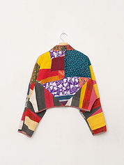 The Kaira Cropped Quilted Patchwork Kantha Jacket