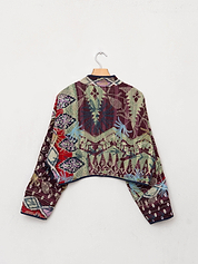 The Kaira Cropped Suzani Quilted Kantha Jacket