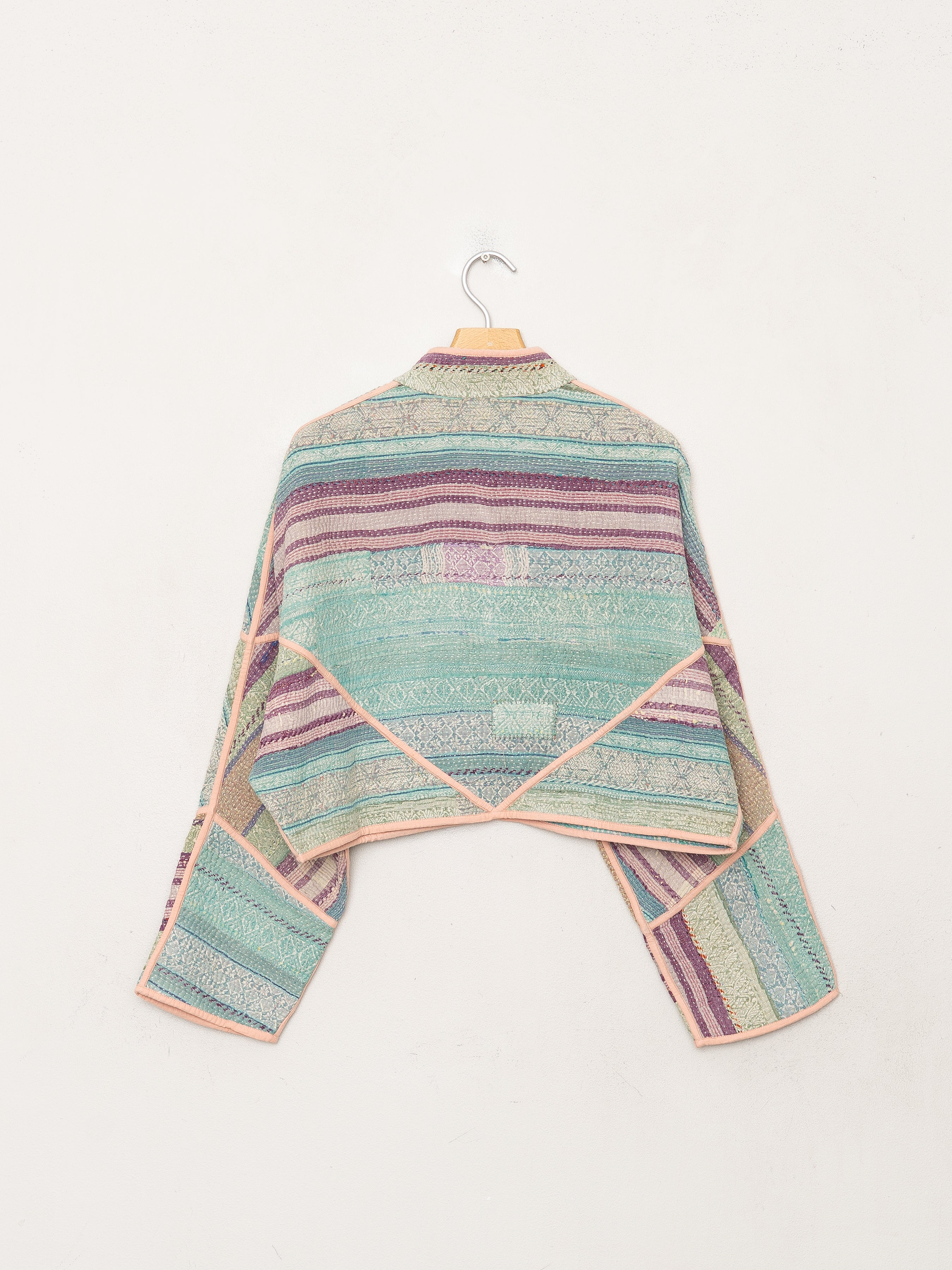 The Kaira Cropped Quilted Patchwork Kantha Jacket