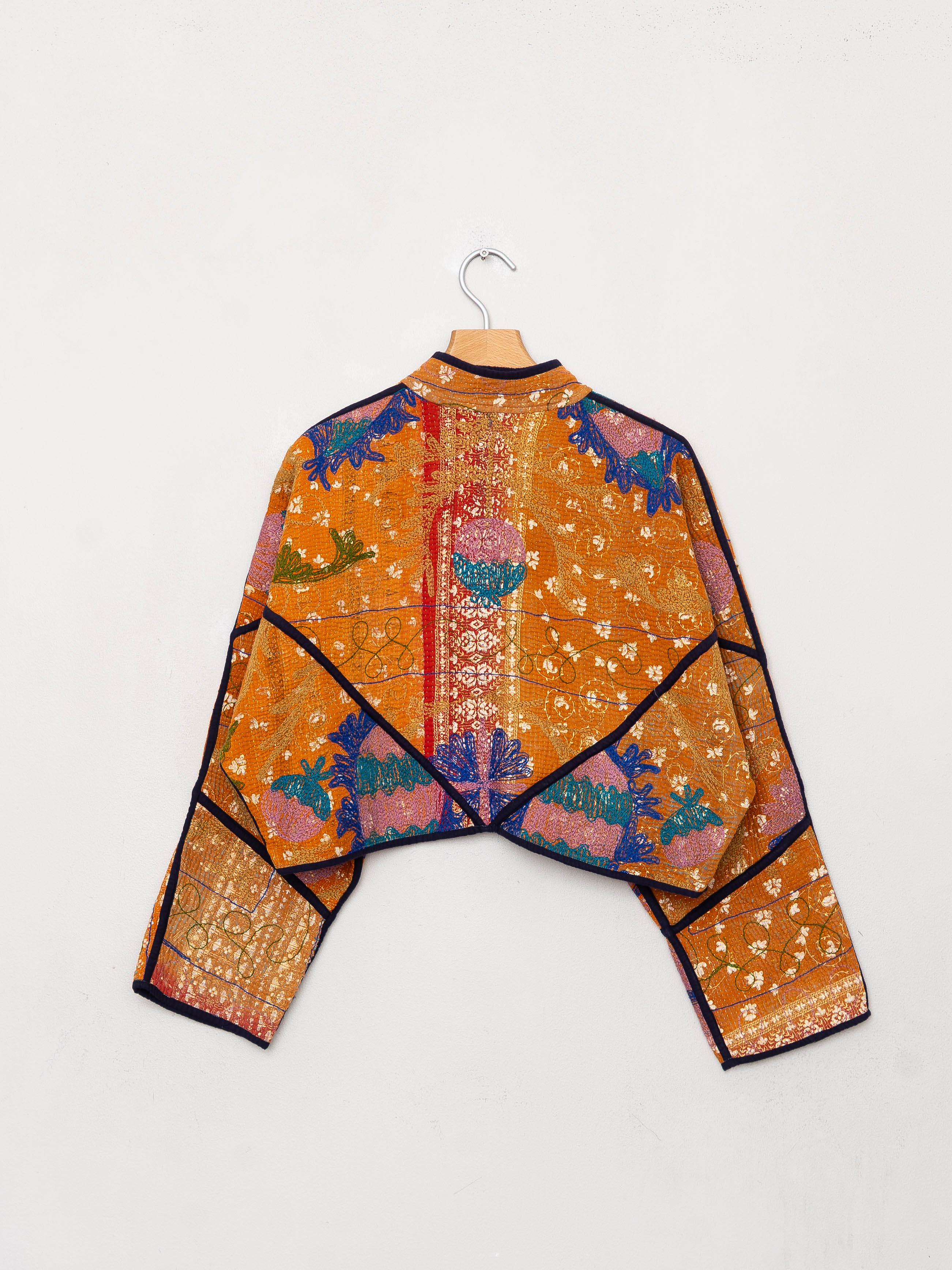 The Kaira Cropped Suzani Quilted Kantha Jacket