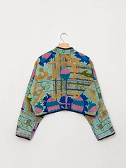 The Kaira Cropped Suzani Quilted Kantha Jacket