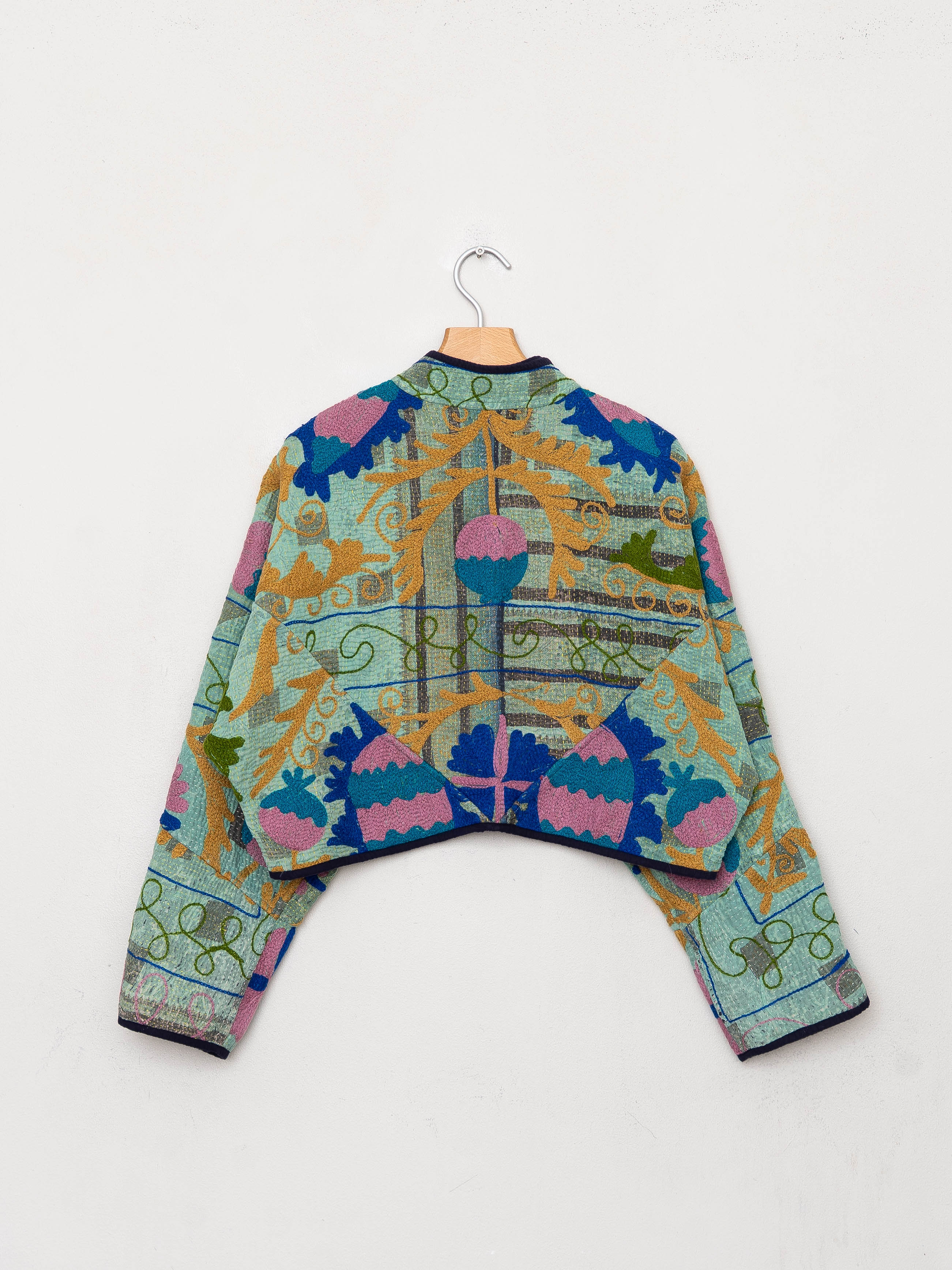 The Kaira Cropped Suzani Quilted Kantha Jacket