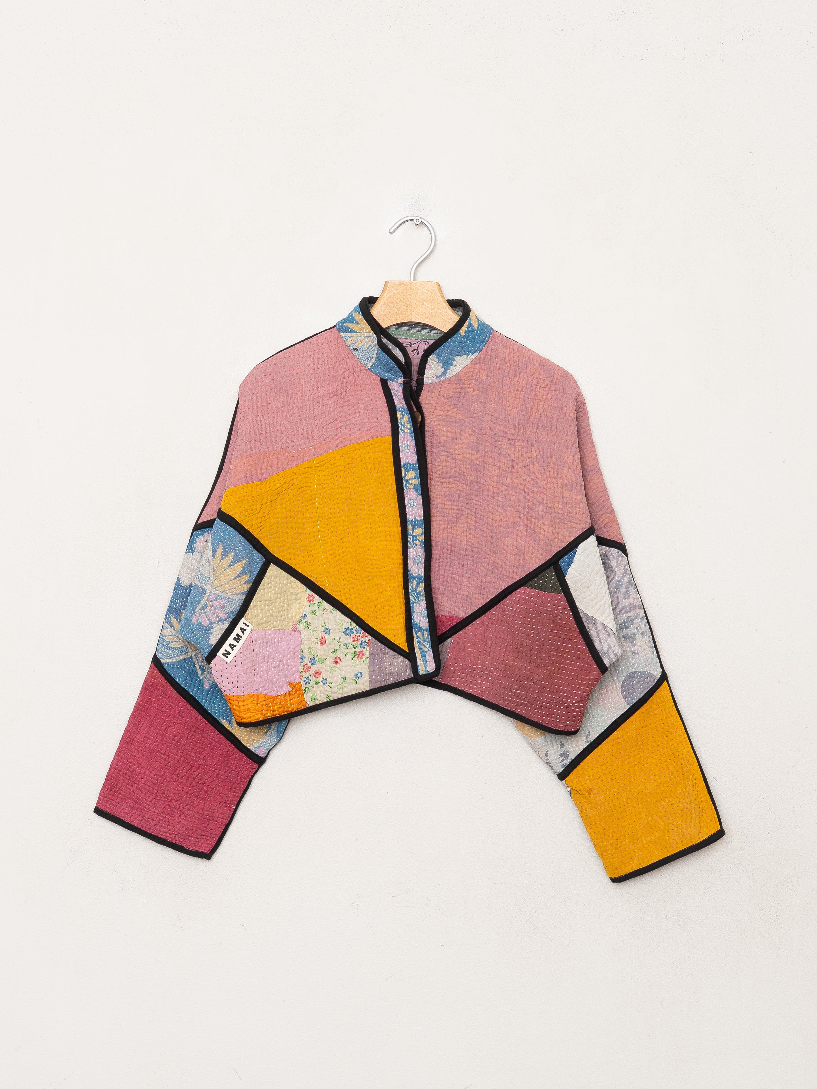 The Kaira Cropped Quilted Patchwork Kantha Jacket