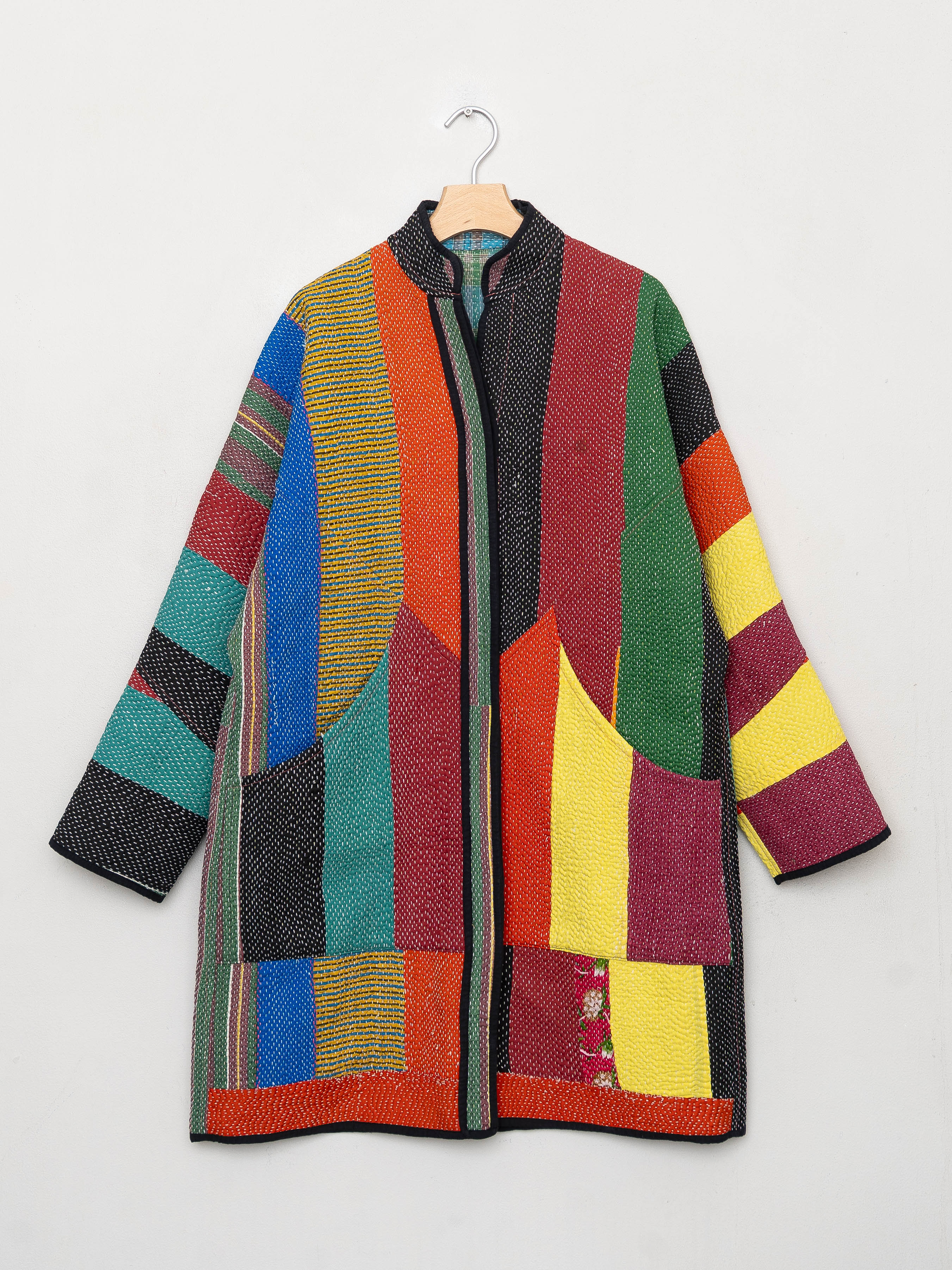 The Sai Quilted Patchwork Kantha Coat