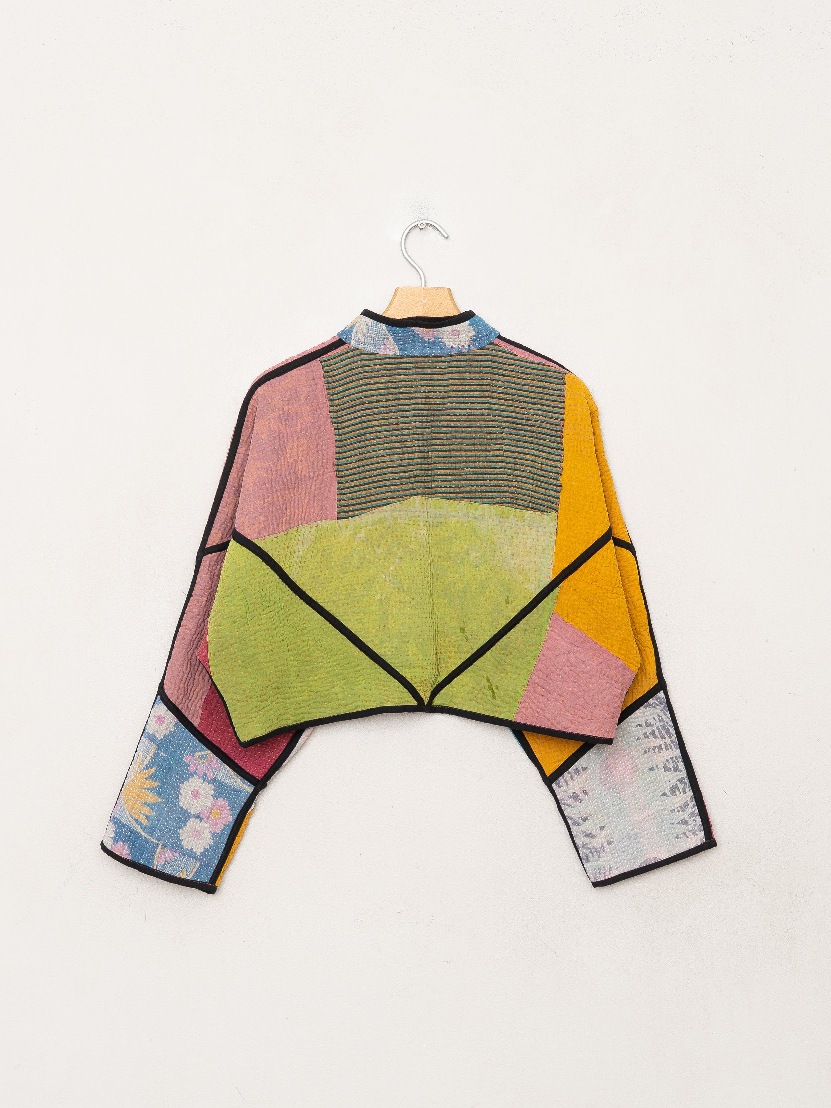 The Kaira Cropped Quilted Patchwork Kantha Jacket