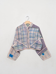 The Kaira Cropped Quilted Patchwork Kantha Jacket