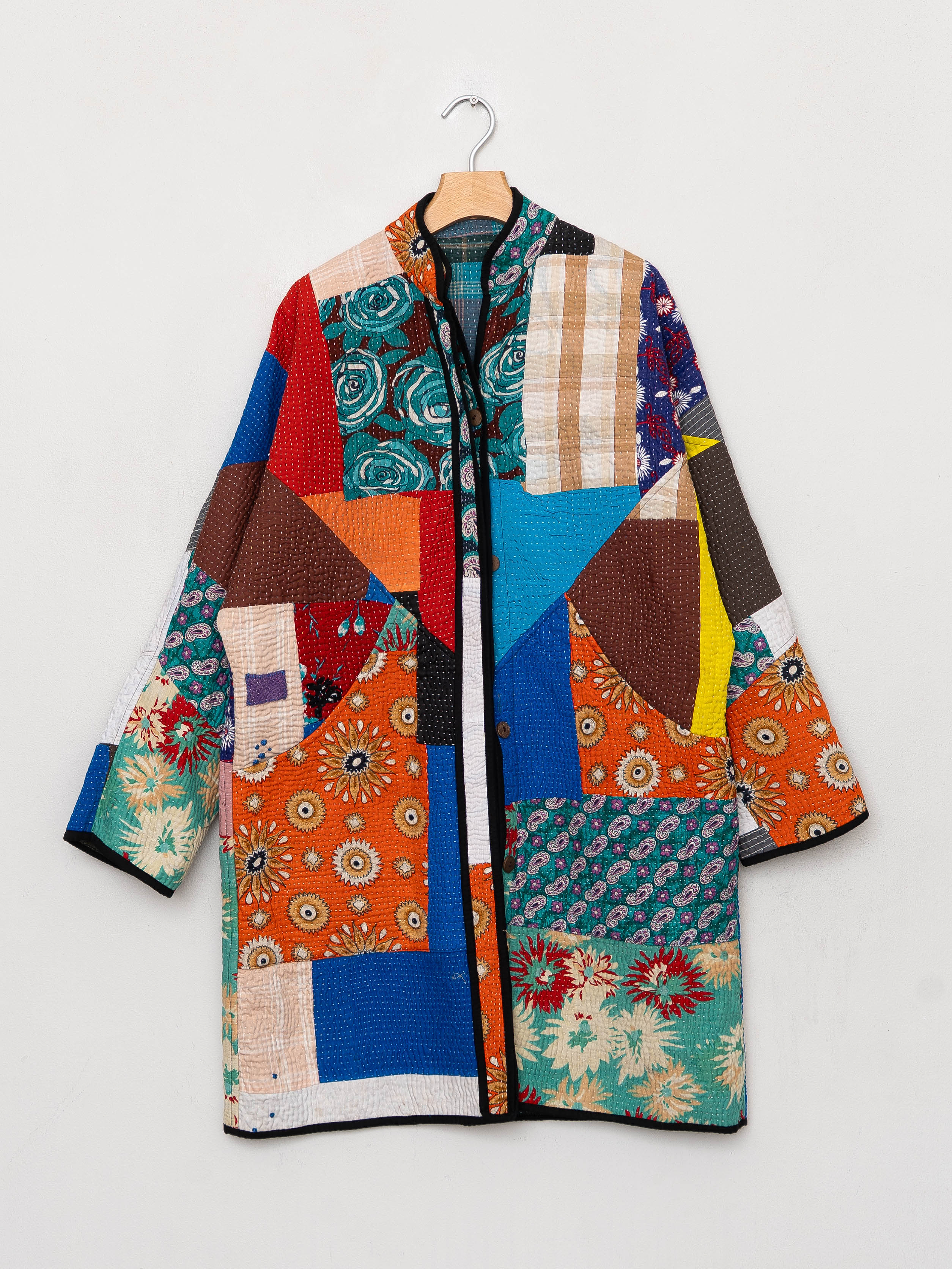 The Sai Quilted Patchwork Kantha Coat