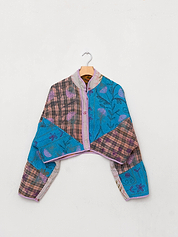 The Kaira Cropped Suzani Quilted Kantha Jacket
