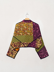 The Kaira Cropped Quilted Patchwork Kantha Jacket
