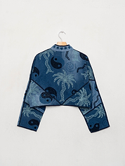 The Kaira Cropped Denim Suzani Jacket - Medium