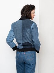 The Veda Denim Bomber Jacket - Small