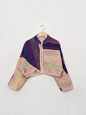 The Kaira Cropped Quilted Patchwork Kantha Jacket