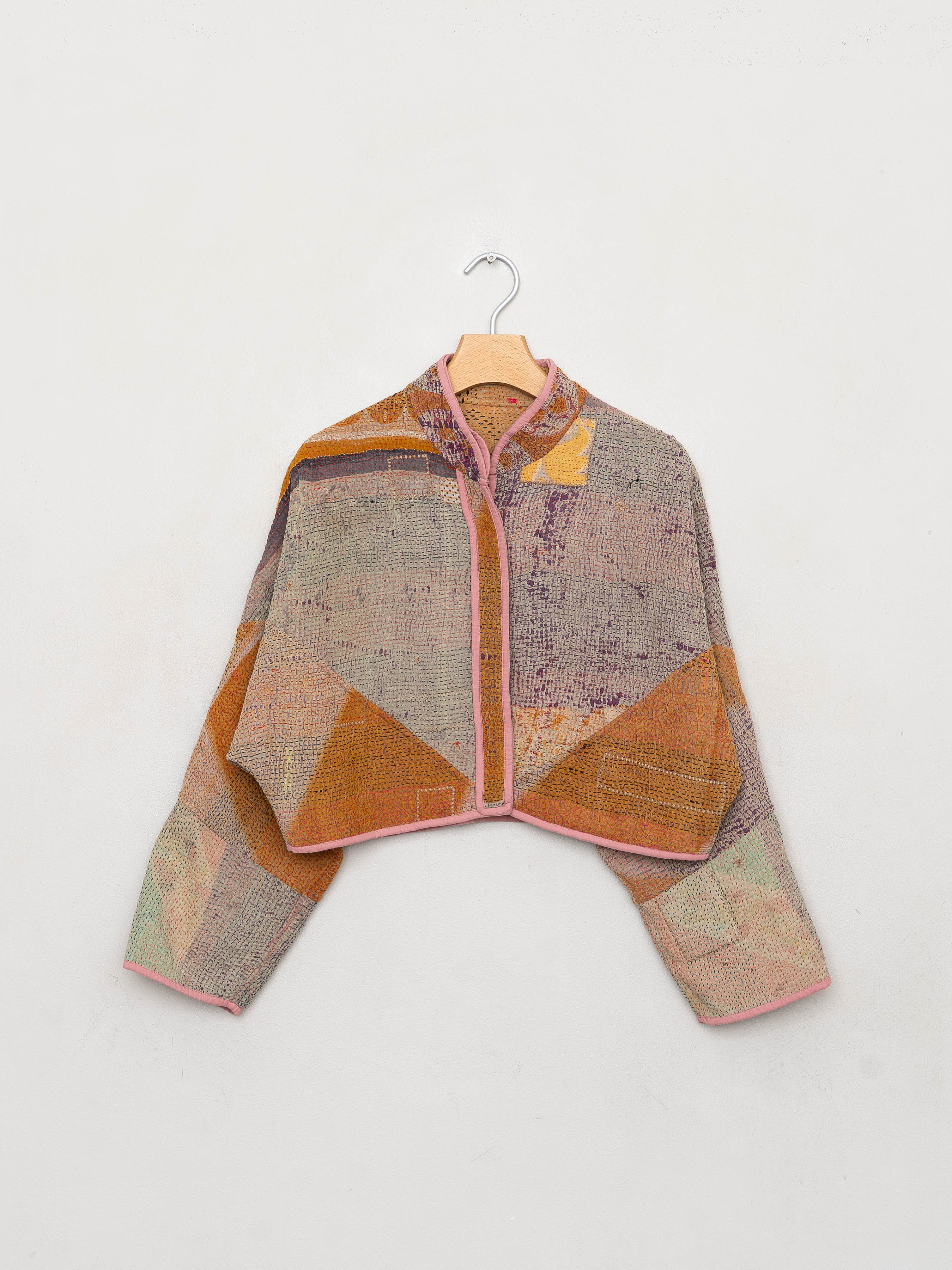 The Kaira Cropped Quilted Patchwork Kantha Jacket