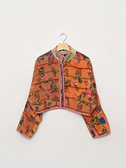 The Kaira Cropped Suzani Quilted Kantha Jacket