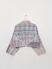 The Kaira Cropped Quilted Patchwork Kantha Jacket