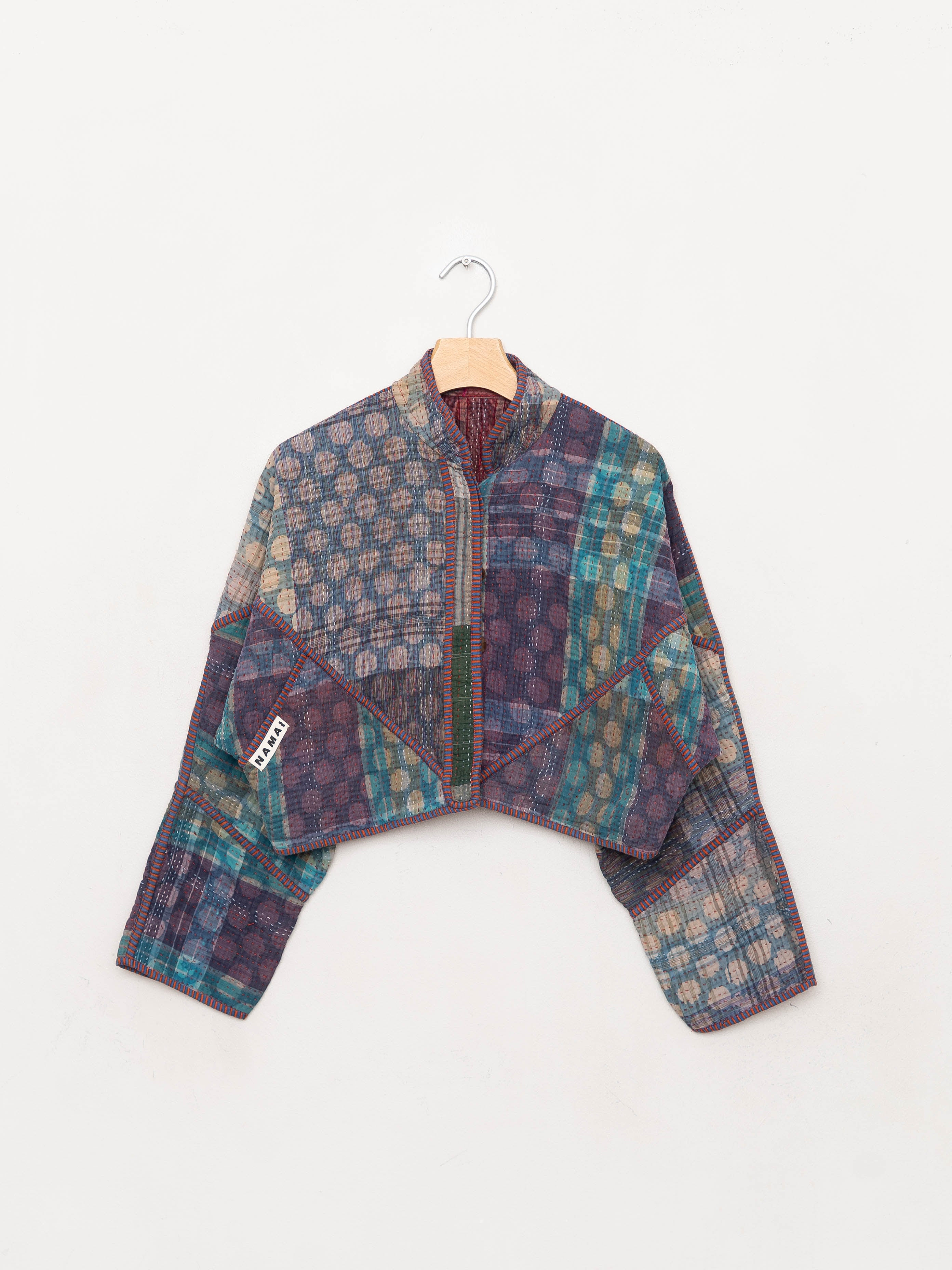 The Kaira Cropped Quilted Indigo Kantha Jacket