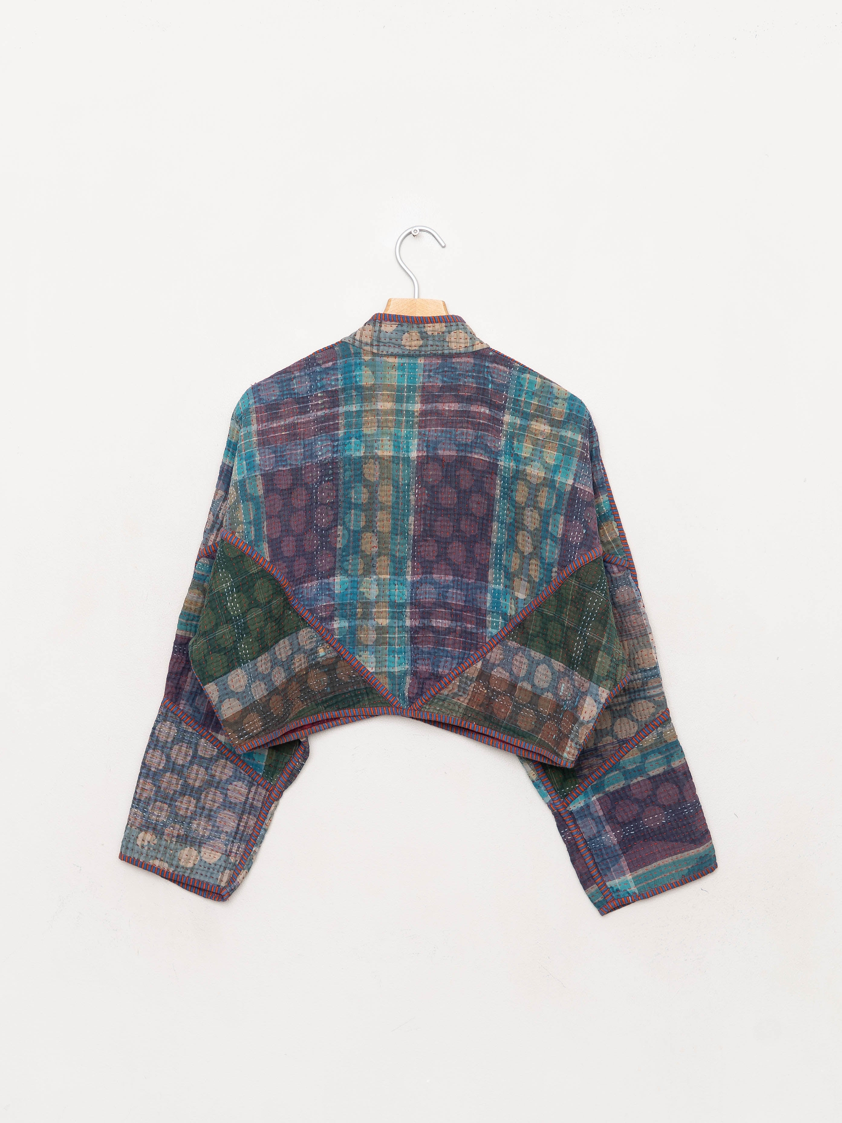 The Kaira Cropped Quilted Indigo Kantha Jacket