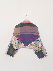 The Kaira Cropped Suzani Quilted Kantha Jacket