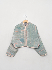 The Kaira Cropped Quilted Patchwork Kantha Jacket