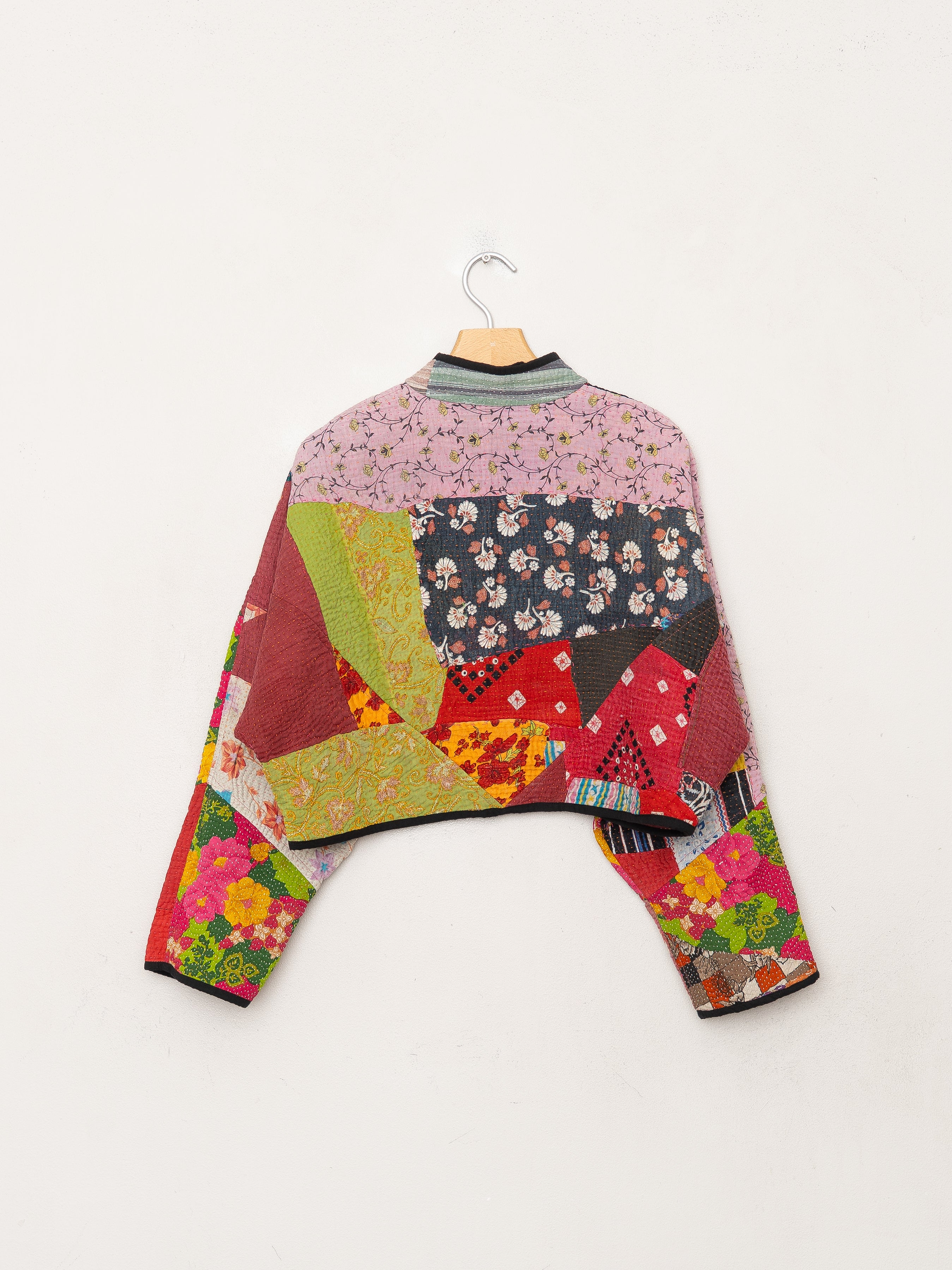 The Kaira Cropped Quilted Patchwork Kantha Jacket