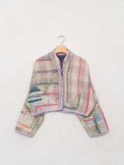 The Kaira Cropped Suzani Quilted Kantha Jacket