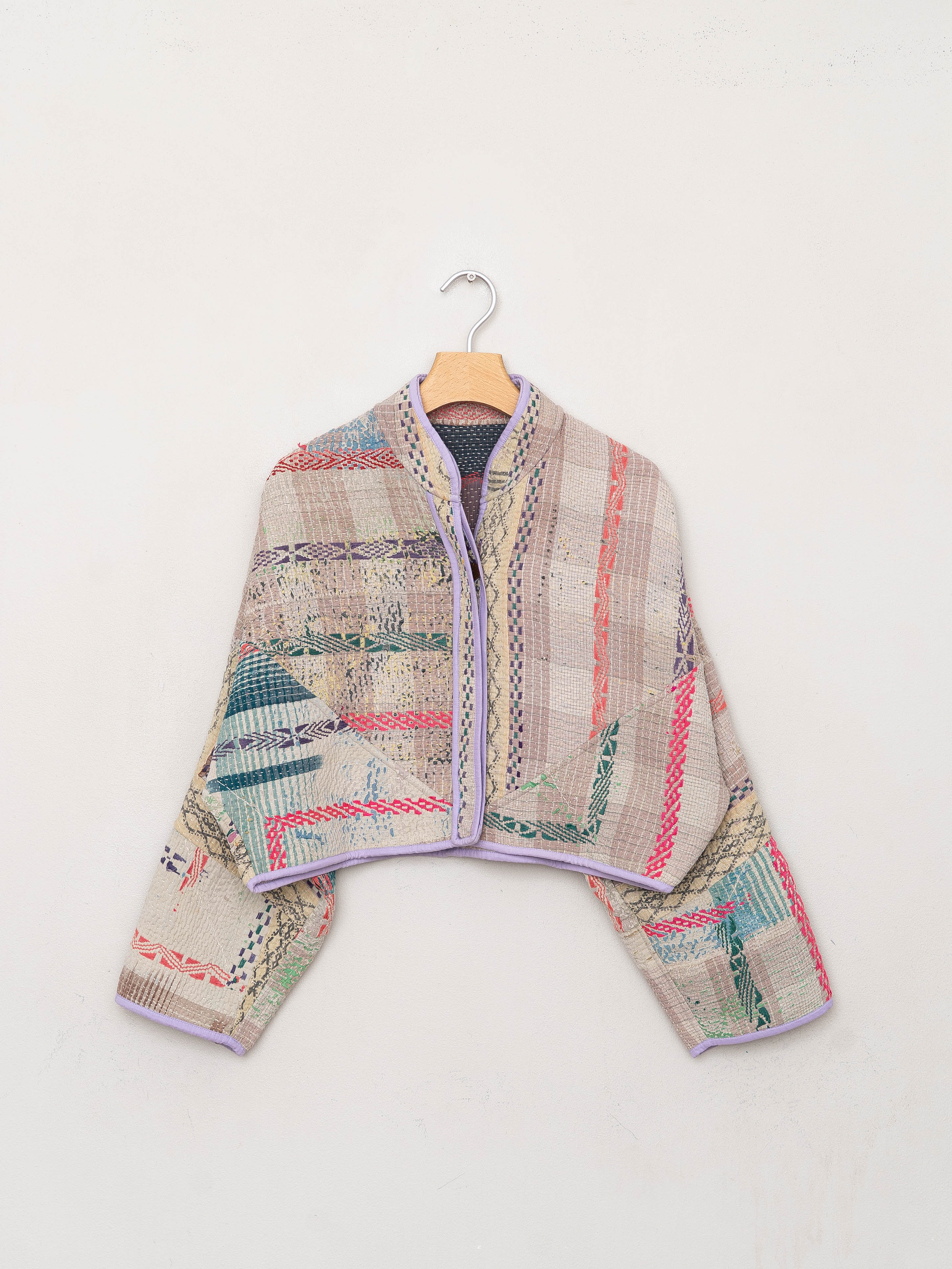 The Kaira Cropped Suzani Quilted Kantha Jacket